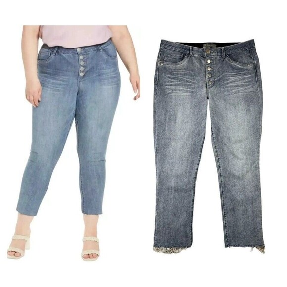 Wit & Wisdom High-Rise 'Ab'solution Shinny Jeans w Raw Hem Women's Size 16 - Picture 1 of 13